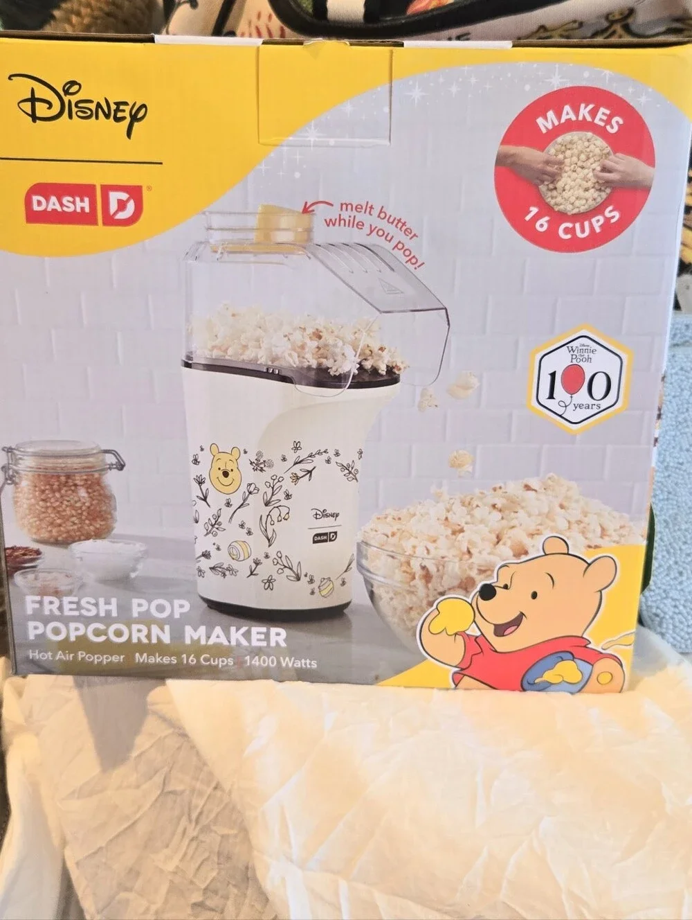 DISNEY Pooh Bear 16 Cup Popcorn Air Popper